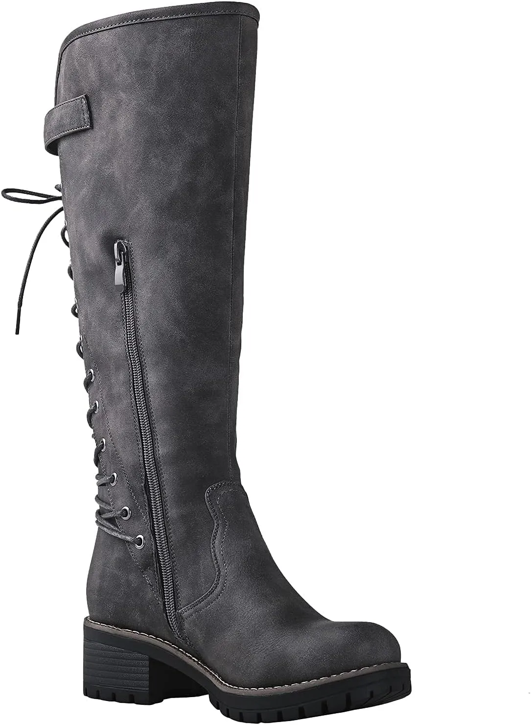 GLOBALWIN Women's Lace Up Back Knee High Fashion Boots