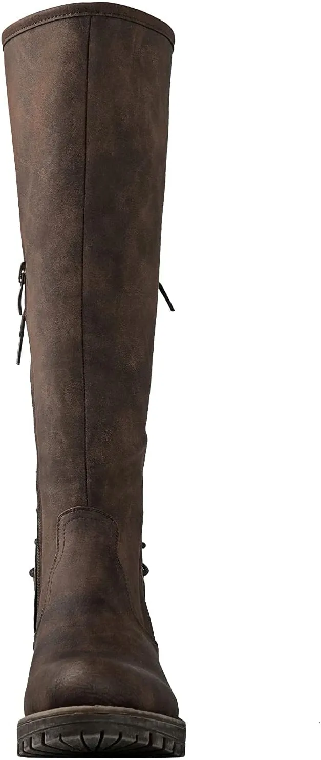 GLOBALWIN Women's Lace Up Back Knee High Fashion Boots