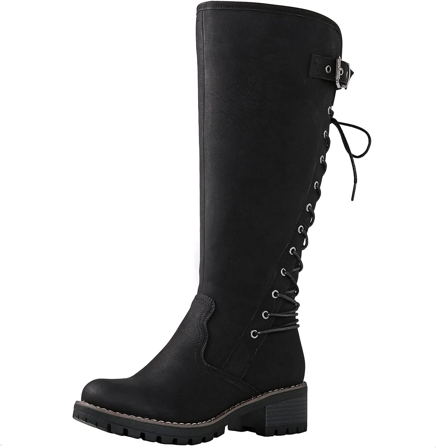 GLOBALWIN Women's Lace Up Back Knee High Fashion Boots