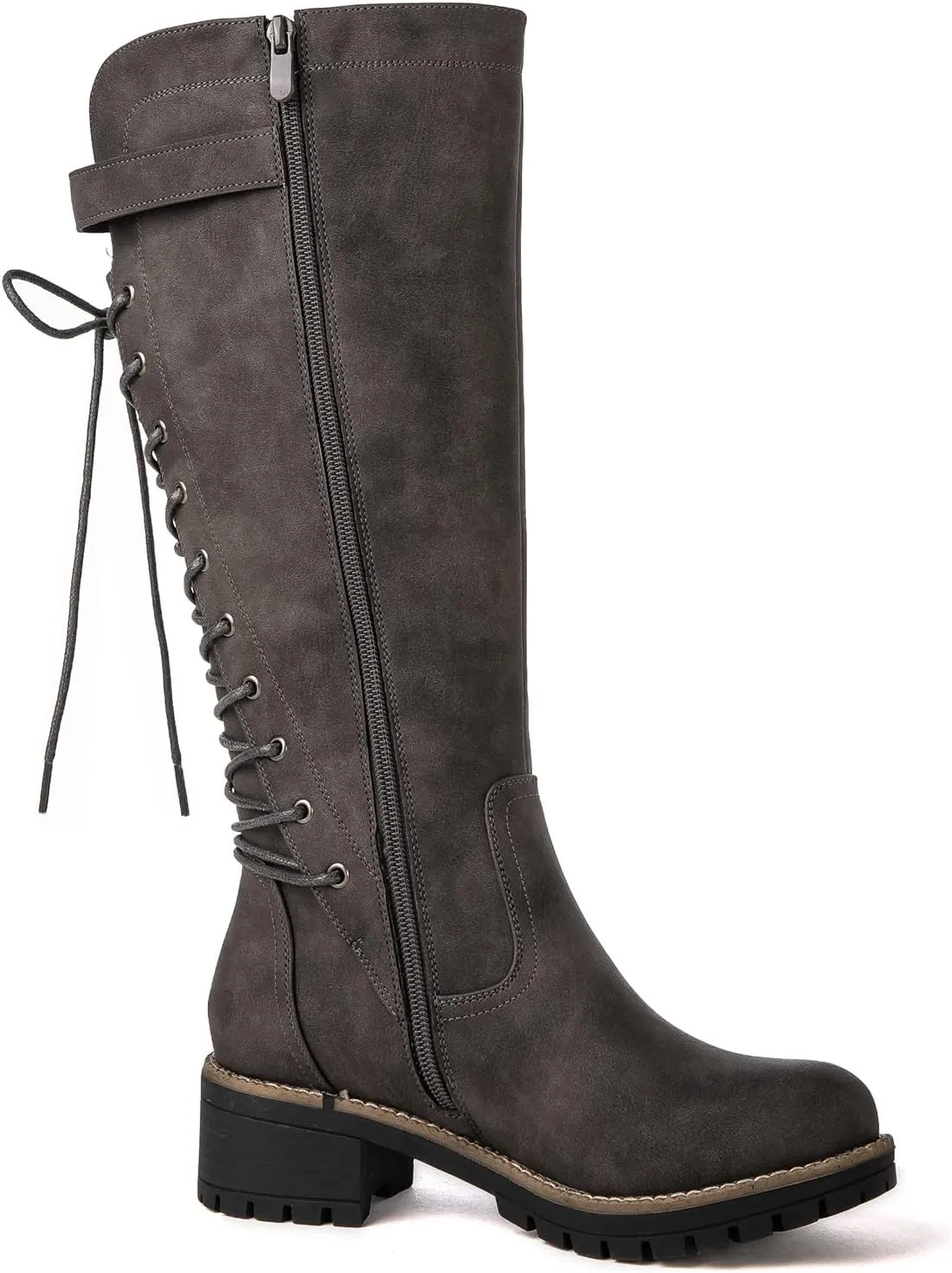 GLOBALWIN Women's Lace Up Back Knee High Fashion Boots