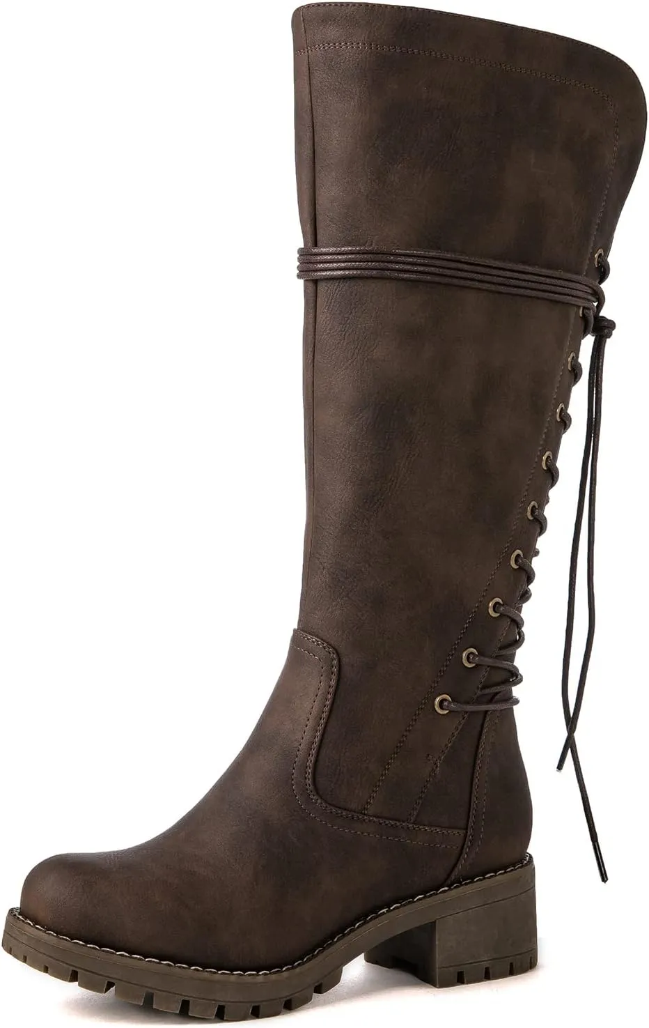 GLOBALWIN Women's Lace Up Back Knee High Fashion Boots