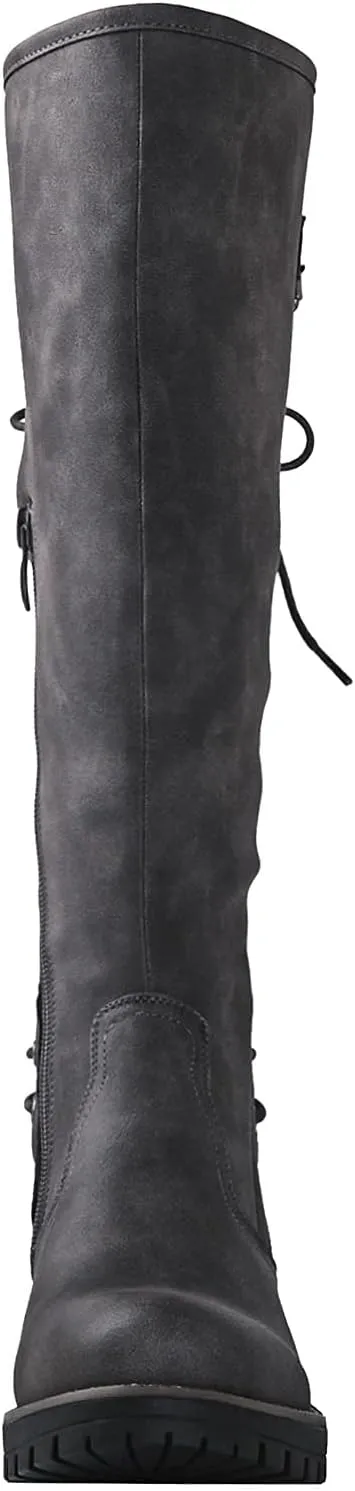 GLOBALWIN Women's Lace Up Back Knee High Fashion Boots