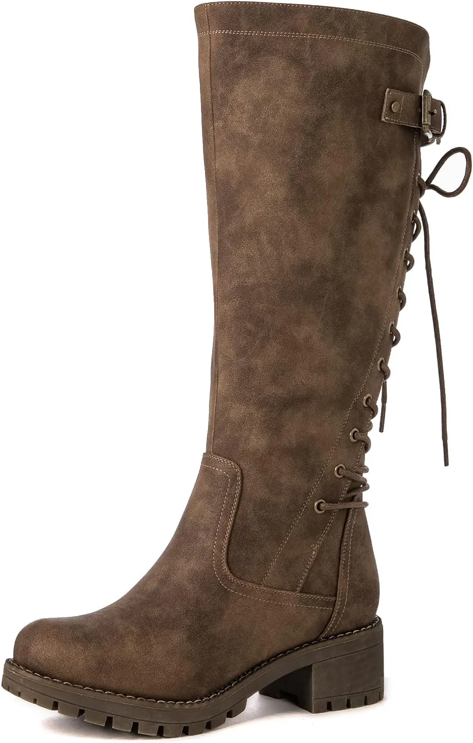 GLOBALWIN Women's Lace Up Back Knee High Fashion Boots