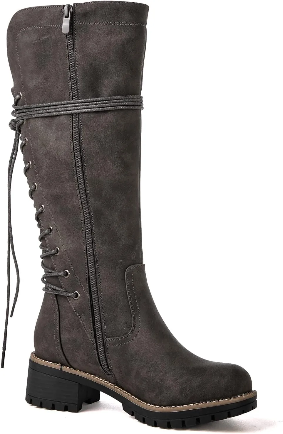 GLOBALWIN Women's Lace Up Back Knee High Fashion Boots