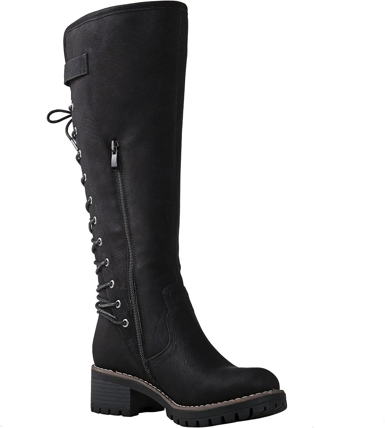 GLOBALWIN Women's Lace Up Back Knee High Fashion Boots