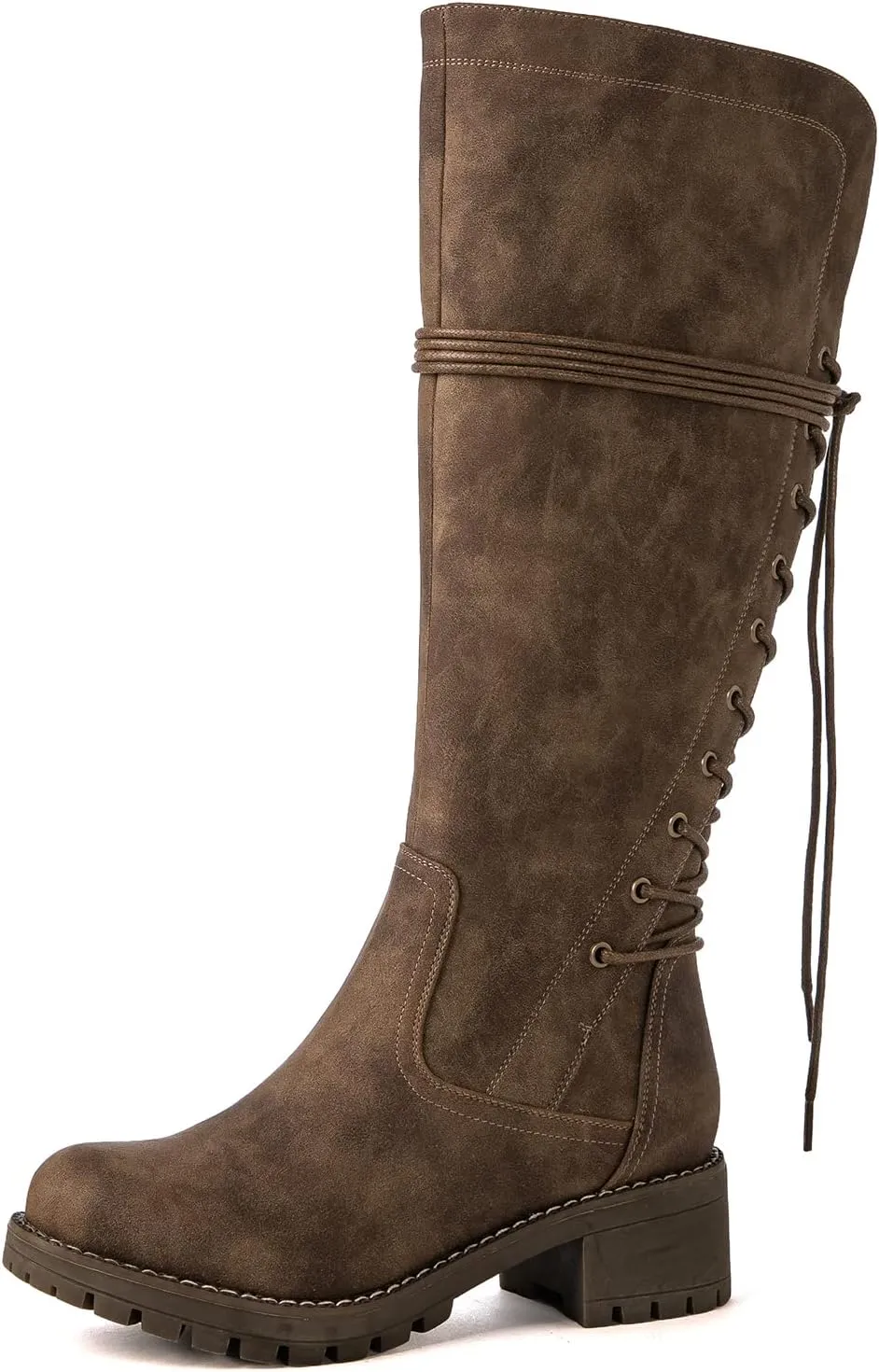 GLOBALWIN Women's Lace Up Back Knee High Fashion Boots