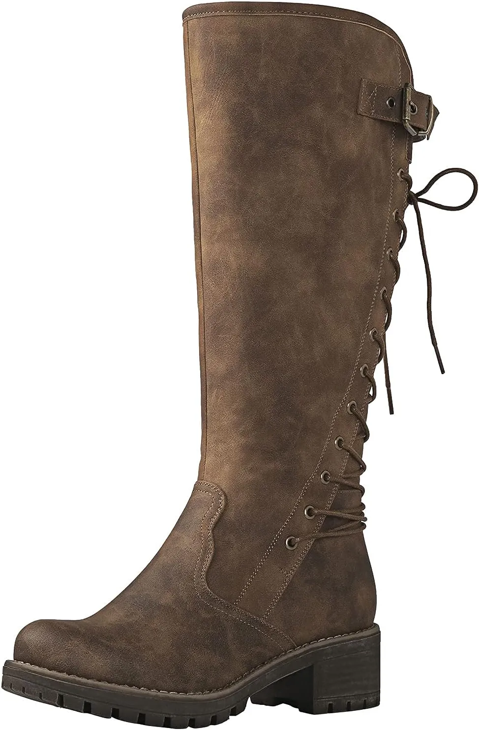GLOBALWIN Women's Lace Up Back Knee High Fashion Boots