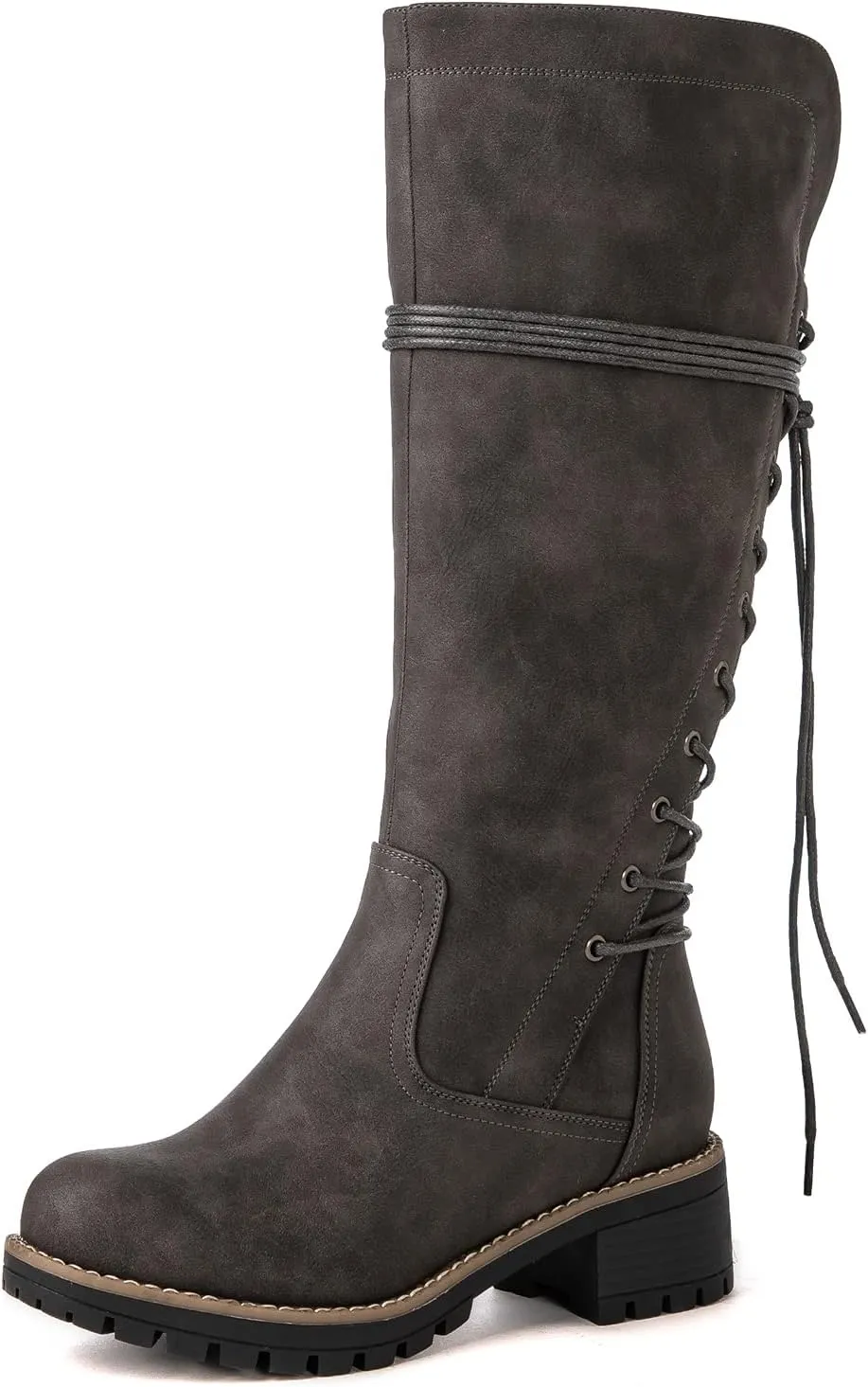GLOBALWIN Women's Lace Up Back Knee High Fashion Boots