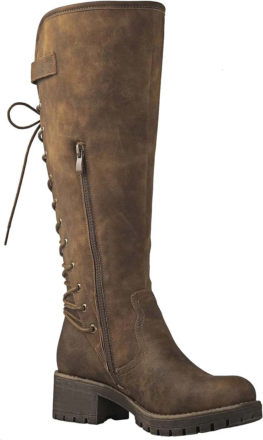 GLOBALWIN Women's Lace Up Back Knee High Fashion Boots