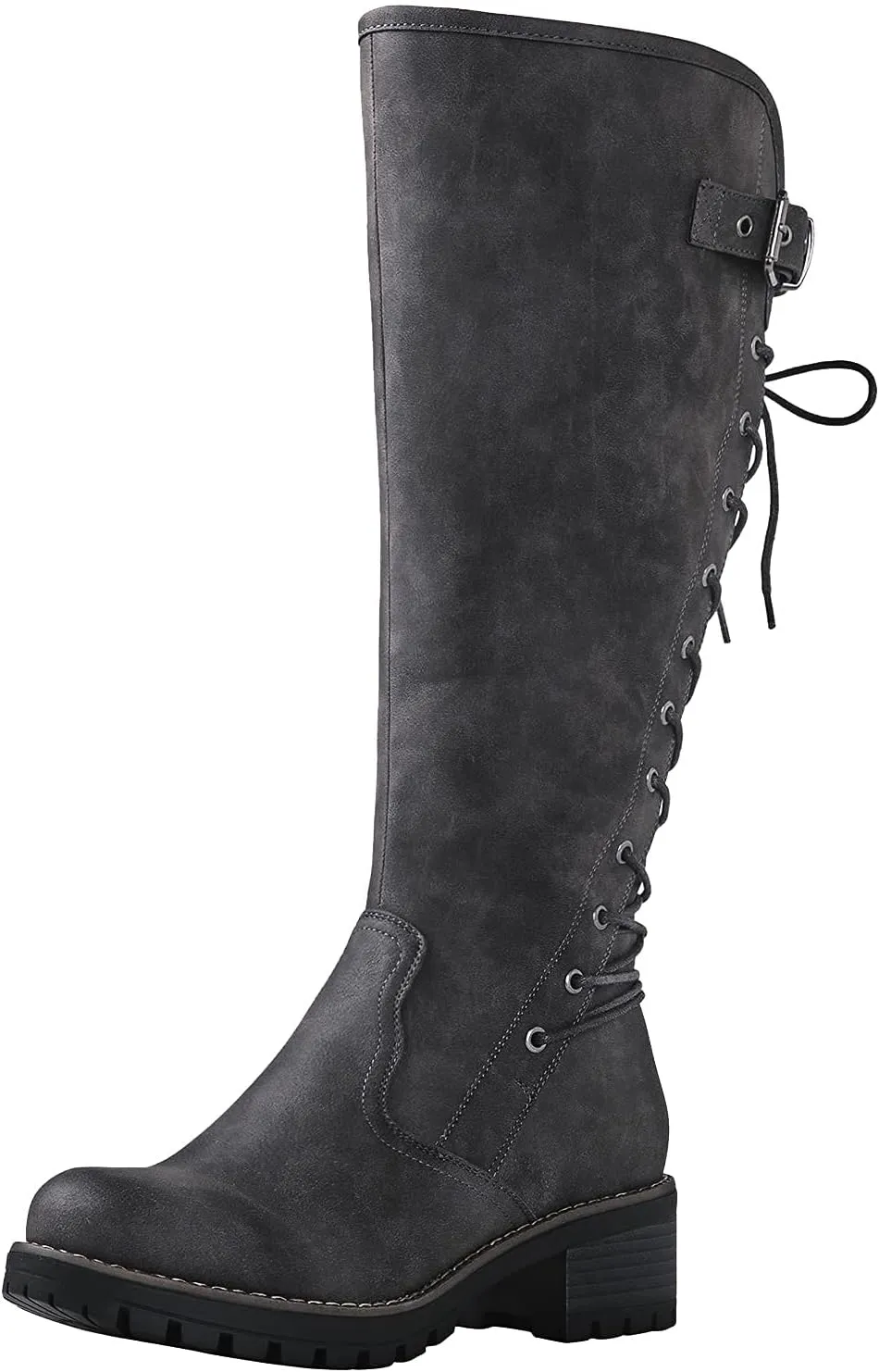 GLOBALWIN Women's Lace Up Back Knee High Fashion Boots