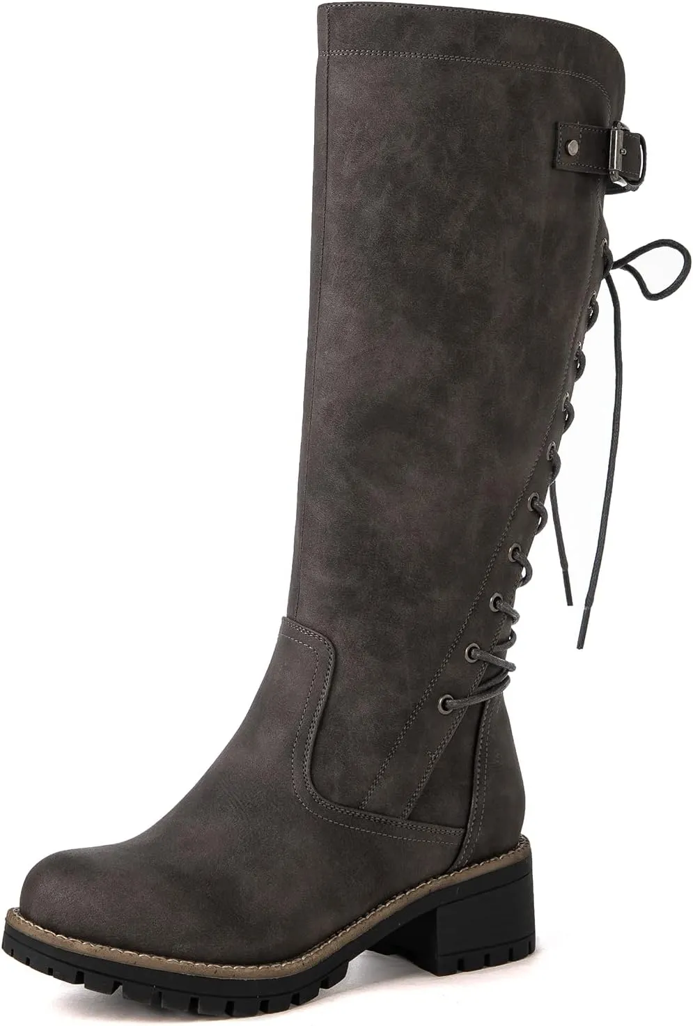 GLOBALWIN Women's Lace Up Back Knee High Fashion Boots