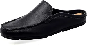 Go Tour Mens Mules Clog Slippers Breathable Punching Leather Slip on Shoes Casual Loafers