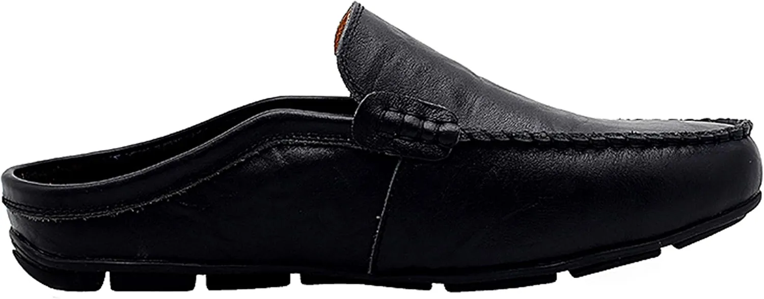 Go Tour Mens Mules Clog Slippers Breathable Punching Leather Slip on Shoes Casual Loafers