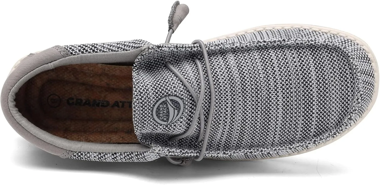 Grand Attack Men's Walking Boat Shoes-Slip On&Lace Up Casual Loafers, Comfortable & Lightweight Work Shoes | for Home, Leisure Travel, Driving Shoes