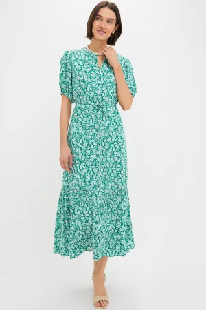 Green Micro Floral Frannie Maxi Dress