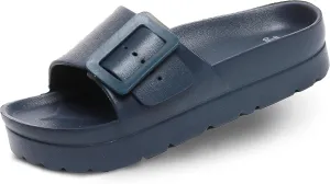 Happyo MUCHO MAHALO Maui Women's Platform Sandals, Adjustable Buckle Flat Sandals with Arch Support, EVA Foam Slides with Thick Soles Extra Cushion