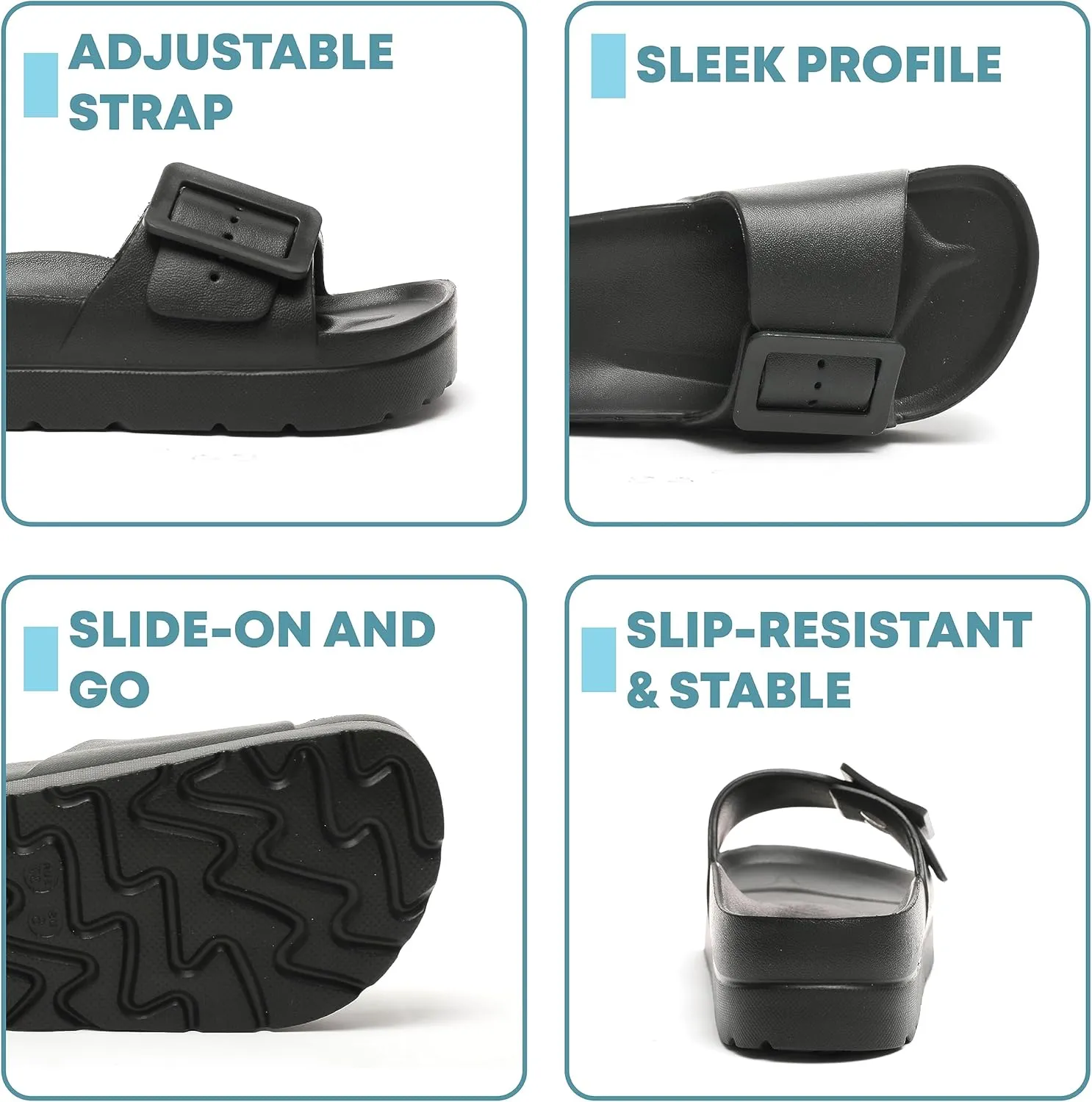 Happyo MUCHO MAHALO Maui Women's Platform Sandals, Adjustable Buckle Flat Sandals with Arch Support, EVA Foam Slides with Thick Soles Extra Cushion