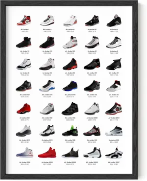 HAUS AND HUES Sneaker Posters for Guys - Michael Jordan Shoes Poster, Sneaker Wall Art Cool Posters for Guys Bedroom, Dope Prints Sneakerhead Room Decor, Shoe Poster Cool Art 12”x16” (Black Framed)