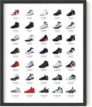 HAUS AND HUES Sneaker Posters for Guys - Michael Jordan Shoes Poster, Sneaker Wall Art Cool Posters for Guys Bedroom, Dope Prints Sneakerhead Room Decor, Shoe Poster Cool Art (16”x20” Black Frame)
