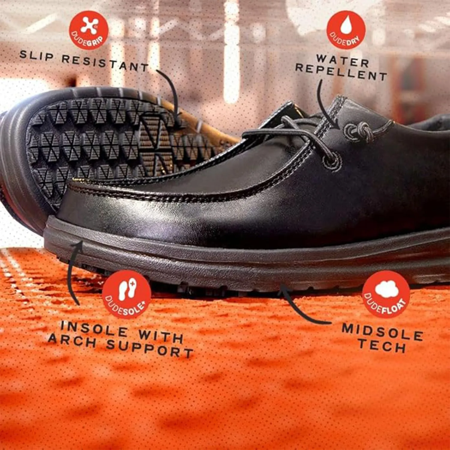 HEYDUDE Wally Work CE, Men’s Shoes, Slip-on Loafers, Light-Weight, Water Repellent & Slip Resistant