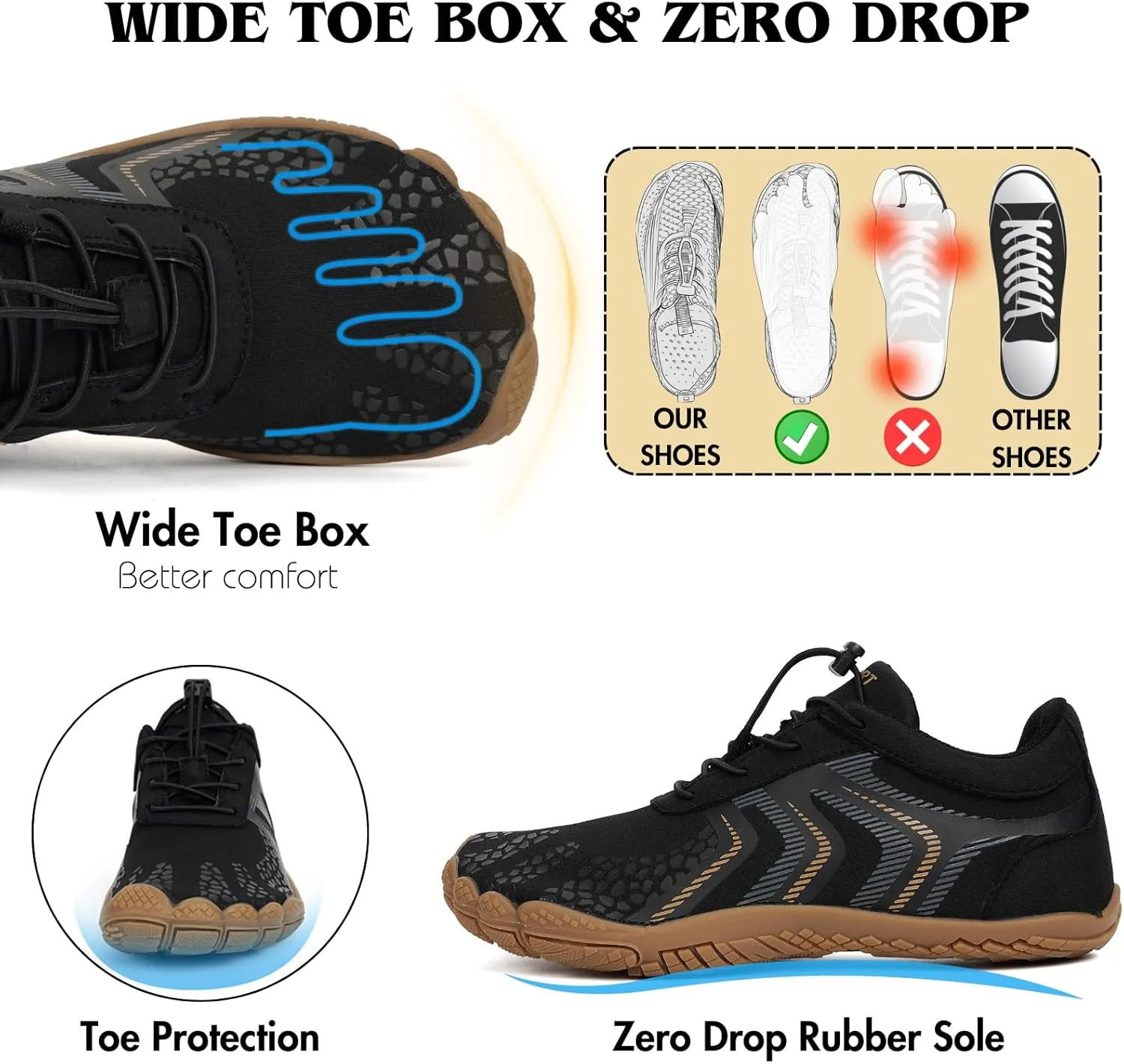 Hike Barefoot Shoes Womens Mens Minimalist Footwear Wide Toe Box Zero Drop Hiking Shoes Lightweight Breathable Sneakers