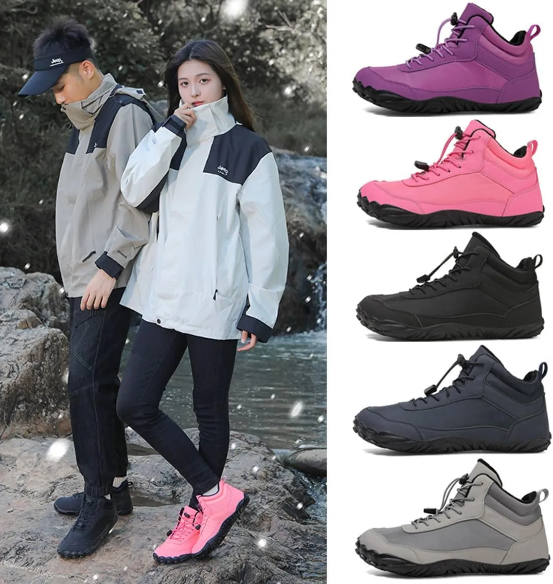 Hike Winter Footwear Barefoot Shoes Womens, Waterproof Hiking Boots, Wide Wide Toe Box Walking Shoes Men