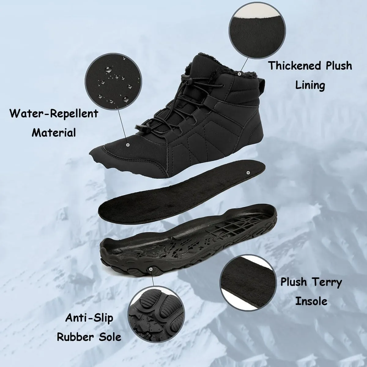 Hike Winter Footwear Barefoot Shoes Womens, Waterproof Hiking Boots, Wide Wide Toe Box Walking Shoes Men