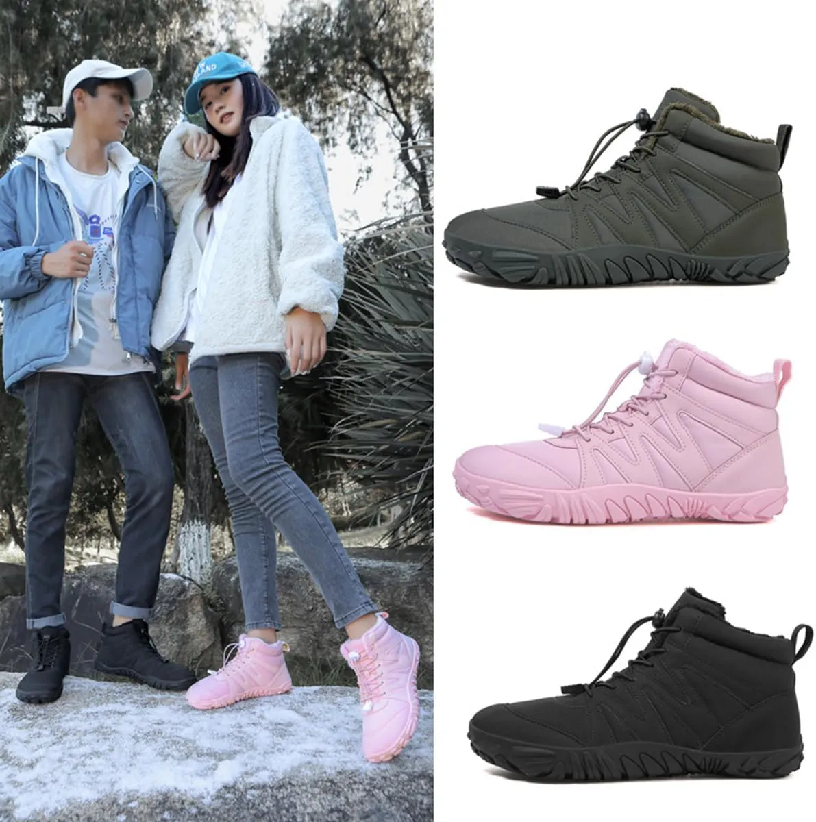 Hike Winter Footwear Barefoot Shoes Womens, Waterproof Hiking Boots, Wide Wide Toe Box Walking Shoes Men