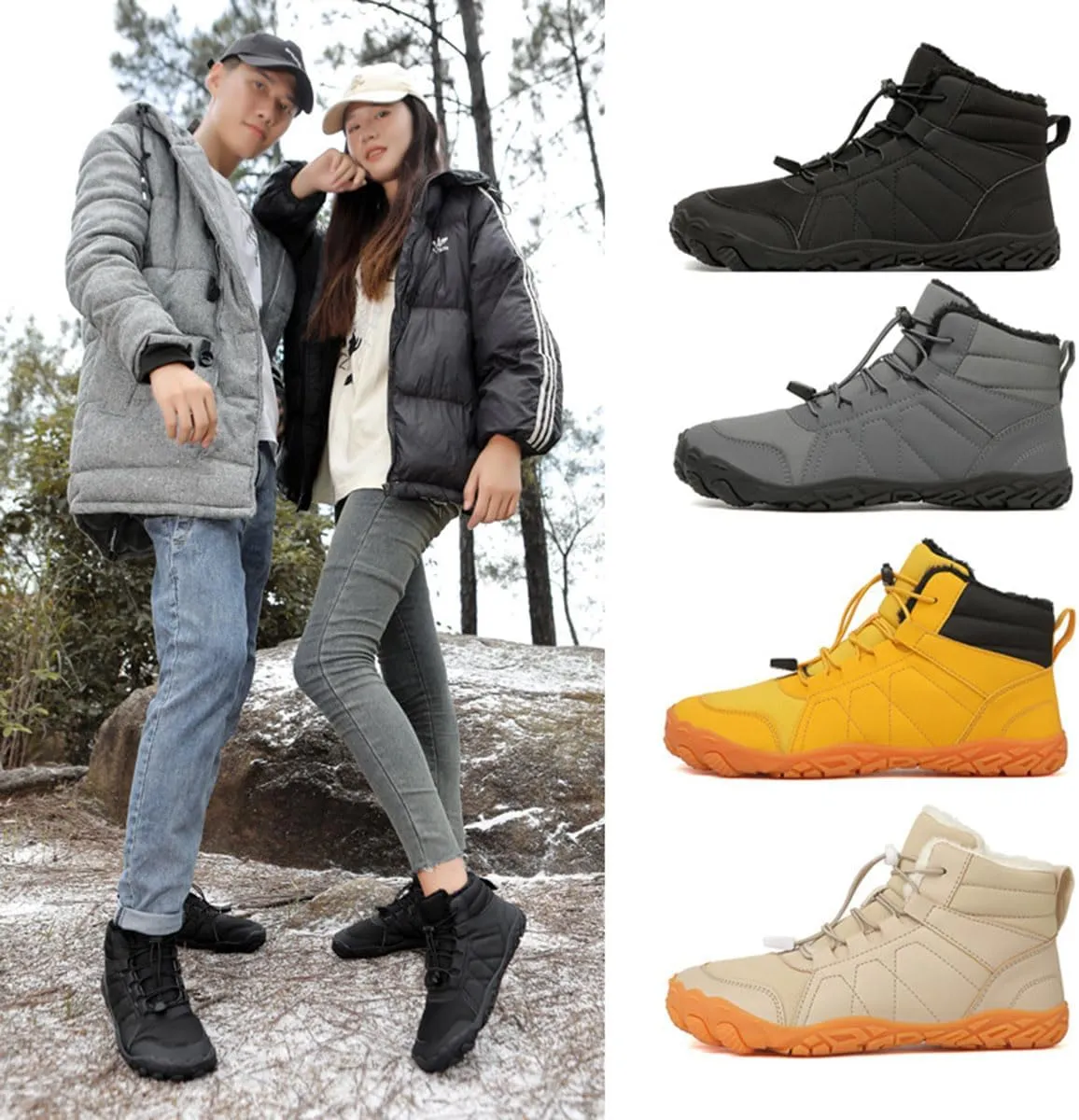 Hike Winter Footwear Barefoot Shoes Womens, Waterproof Hiking Boots, Wide Wide Toe Box Walking Shoes Men