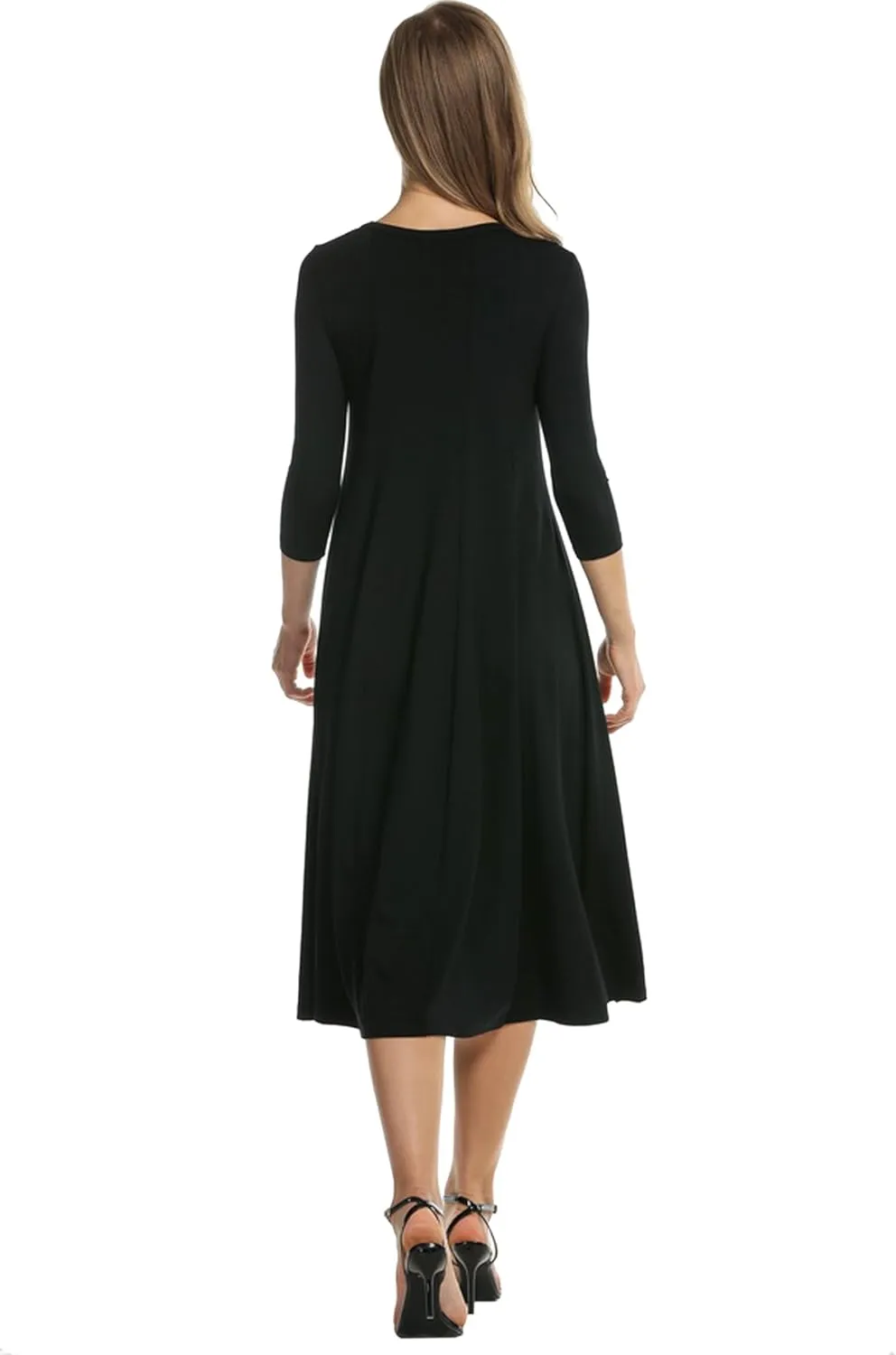 HOTOUCH Women's 3/4 Sleeve A-line and Flare Midi Long Dress