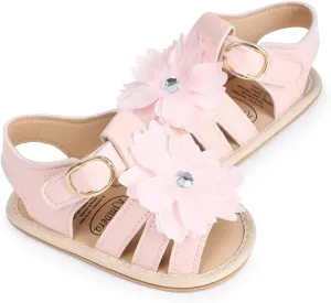 HsdsBebe Baby Girls Sandals Bohemia Flower Bow Soft Sole Toddler First Walkers Beach Summer Shoes