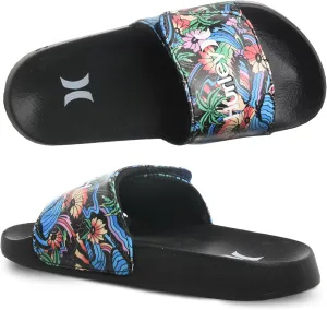 Hurley Naia Slides for Girls and Boys - Comfortable Slip-On Kids Sandals with Adjustable Strap, Unisex Slides for Indoor and Outdoor, Adjustable Sporty Slides for The Beach and Pool
