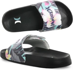 Hurley Naia Slides for Girls and Boys - Comfortable Slip-On Kids Sandals with Adjustable Strap, Unisex Slides for Indoor and Outdoor, Adjustable Sporty Slides for The Beach and Pool