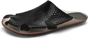 HYDLONGR Men's Women's Lightweight Breathable Cowhide Garden Sandals Beach Slippers Clogs Mules Shoes
