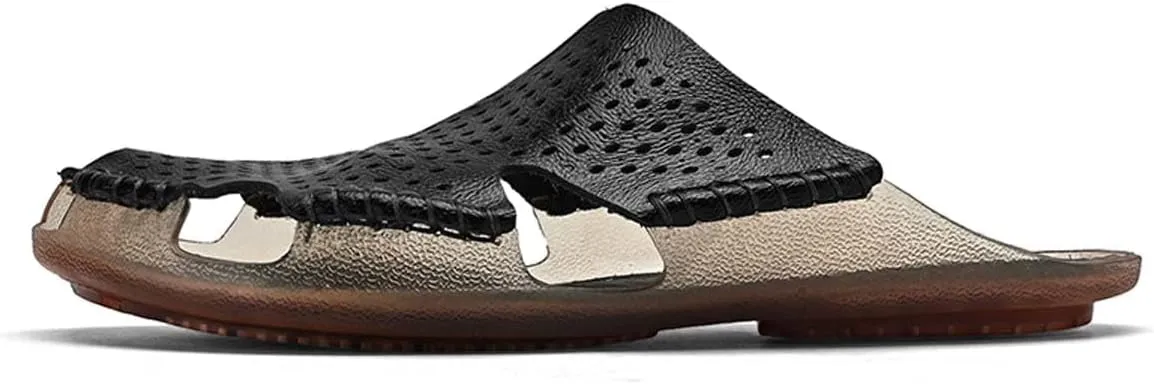 HYDLONGR Men's Women's Lightweight Breathable Cowhide Garden Sandals Beach Slippers Clogs Mules Shoes