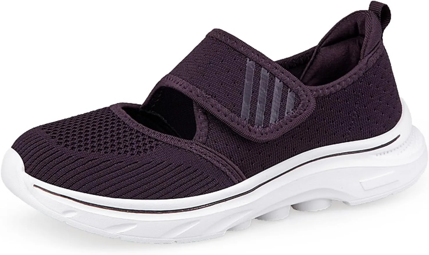 ihinzry Womens Walking Shoes Orthopedic Shoes Lightweight Breathable Knitted Loafers Hook and Loop Sneakers