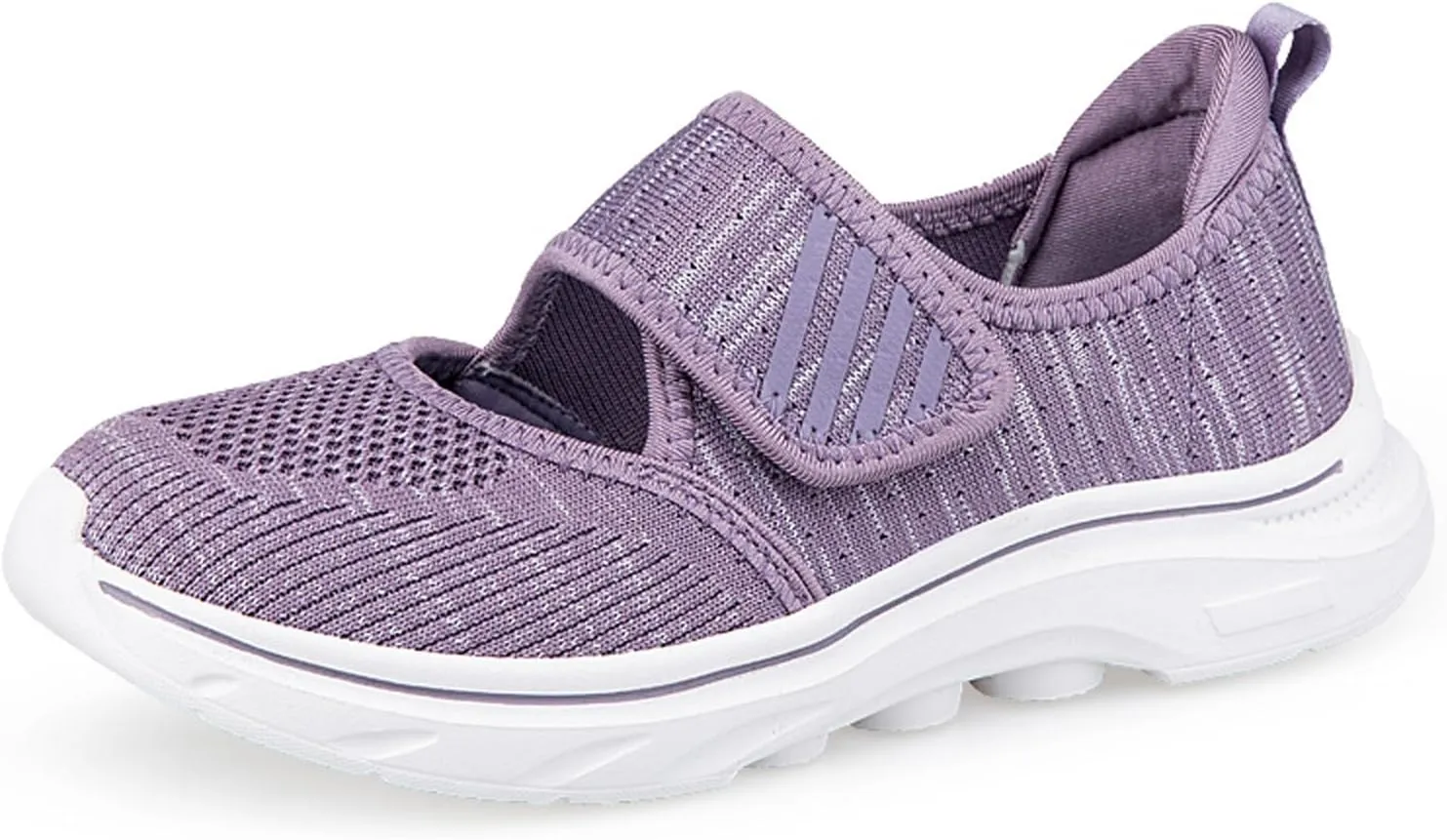ihinzry Womens Walking Shoes Orthopedic Shoes Lightweight Breathable Knitted Loafers Hook and Loop Sneakers