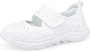 ihinzry Womens Walking Shoes Orthopedic Shoes Lightweight Breathable Knitted Loafers Hook and Loop Sneakers