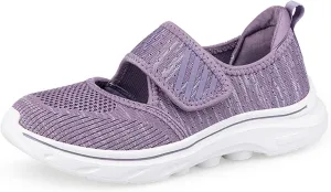 ihinzry Womens Walking Shoes Orthopedic Shoes Lightweight Breathable Knitted Loafers Hook and Loop Sneakers