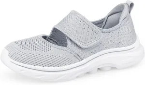 ihinzry Womens Walking Shoes Orthopedic Shoes Lightweight Breathable Knitted Loafers Hook and Loop Sneakers