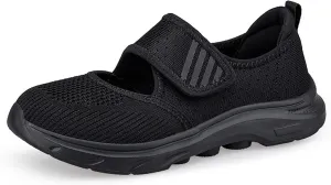 ihinzry Womens Walking Shoes Orthopedic Shoes Lightweight Breathable Knitted Loafers Hook and Loop Sneakers