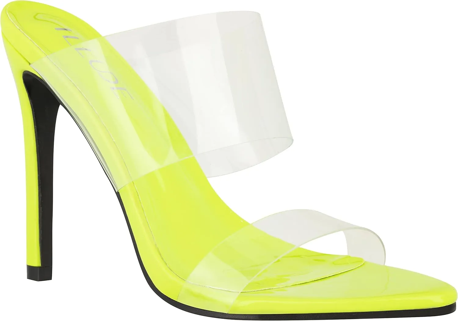 ILLUDE Women’s Clear Pointed Toe Sandals Stiletto Heels Transparent Strap High Heels Slip on Mules