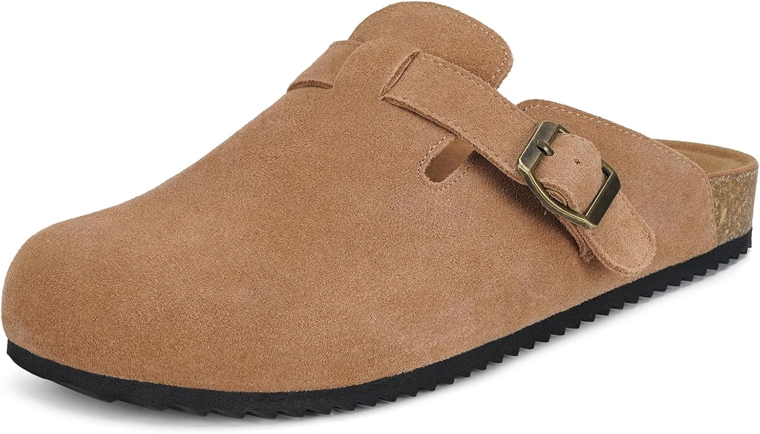 Intini Womens Suede Clogs Mens Leather Mules Cork Footbed Sandals with Arch Support