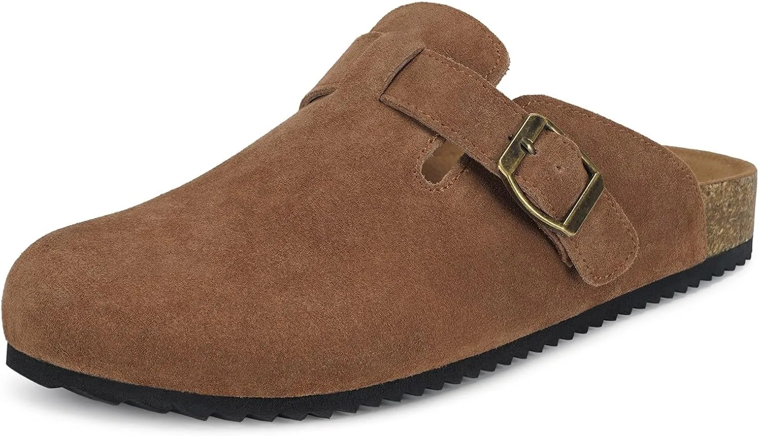 Intini Womens Suede Clogs Mens Leather Mules Cork Footbed Sandals with Arch Support