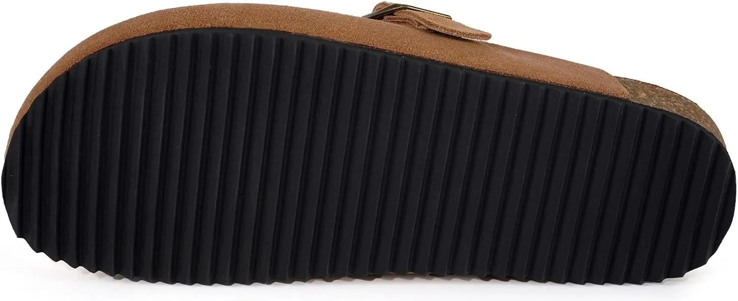 Intini Womens Suede Clogs Mens Leather Mules Cork Footbed Sandals with Arch Support