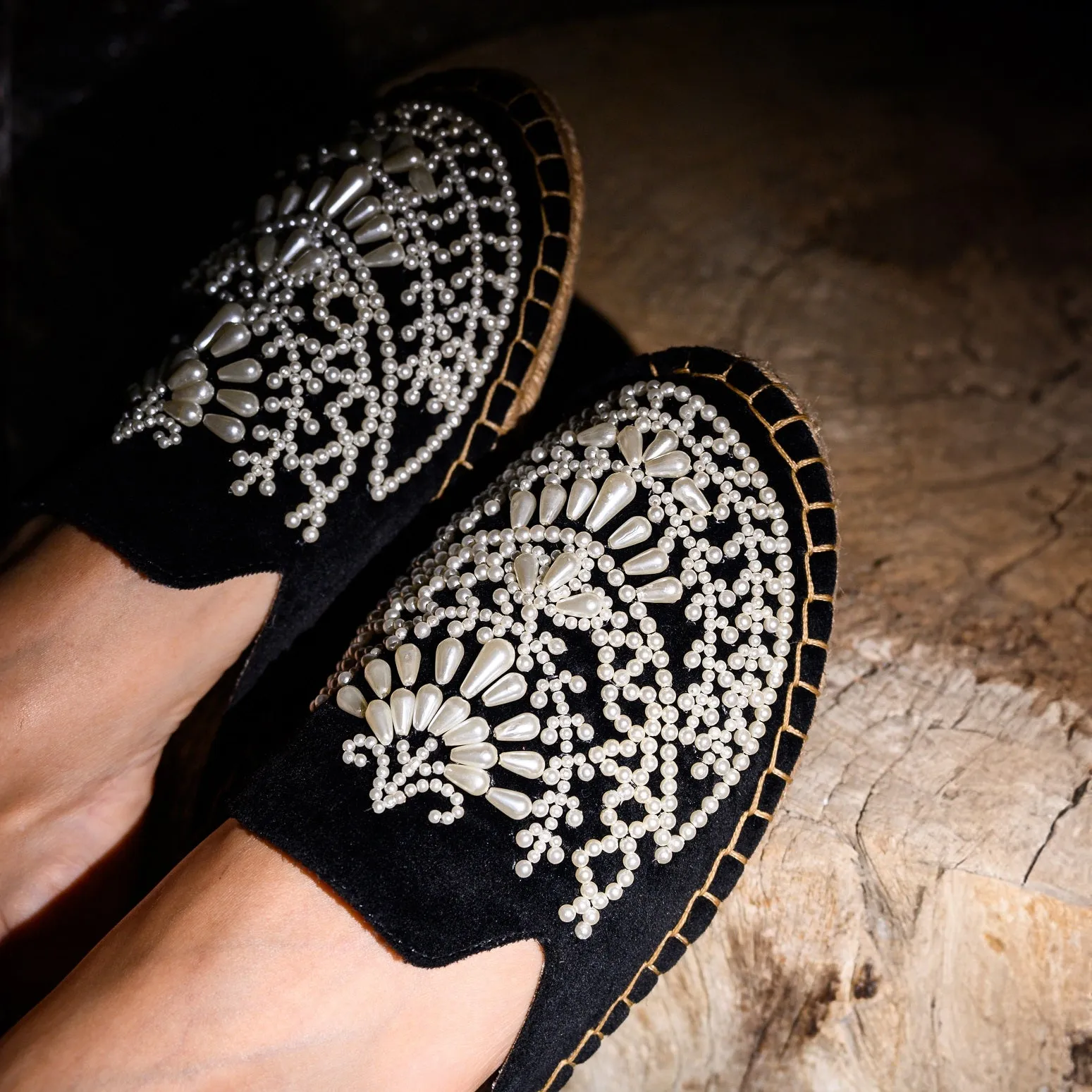 Iris Black Espadrilles Flats