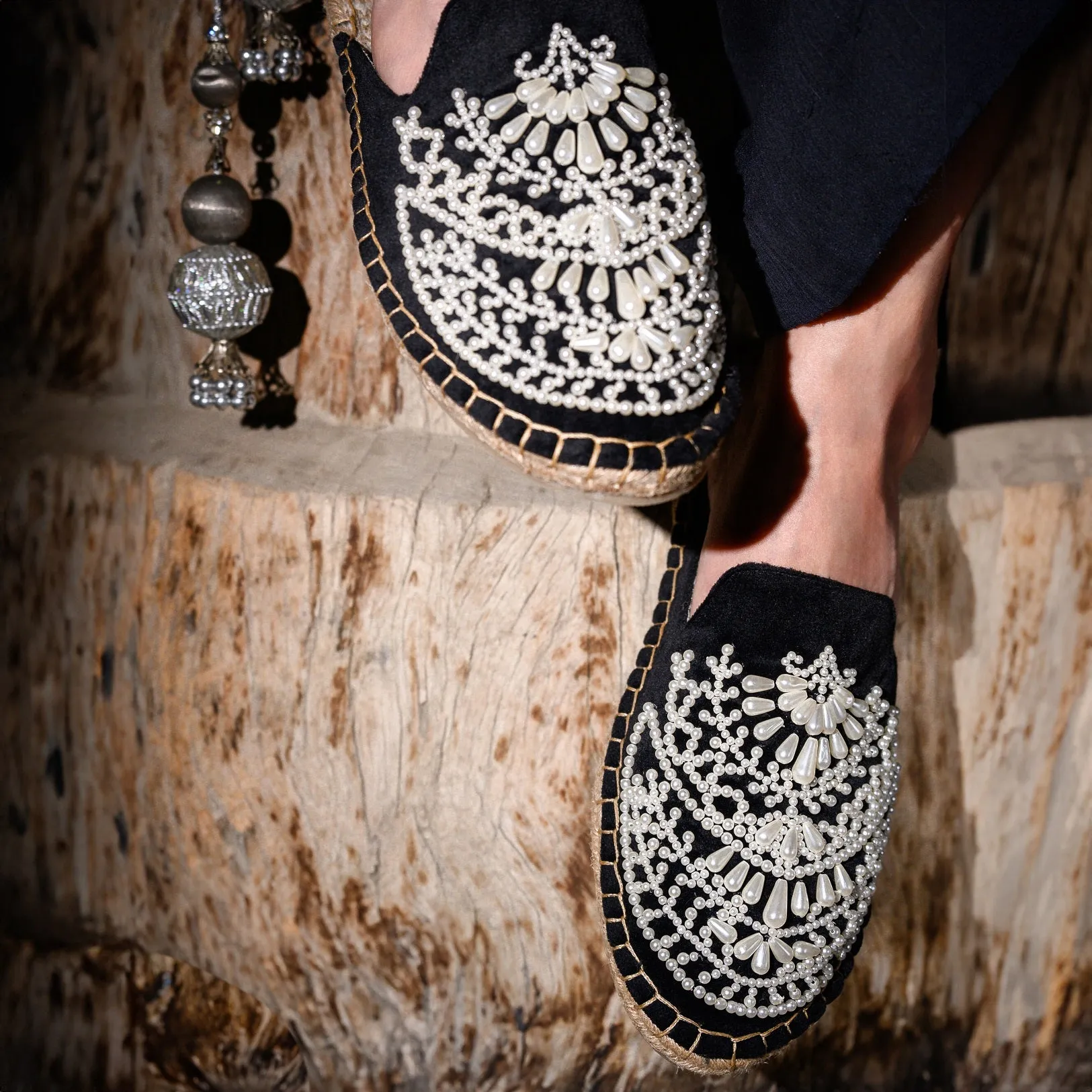 Iris Black Espadrilles Flats