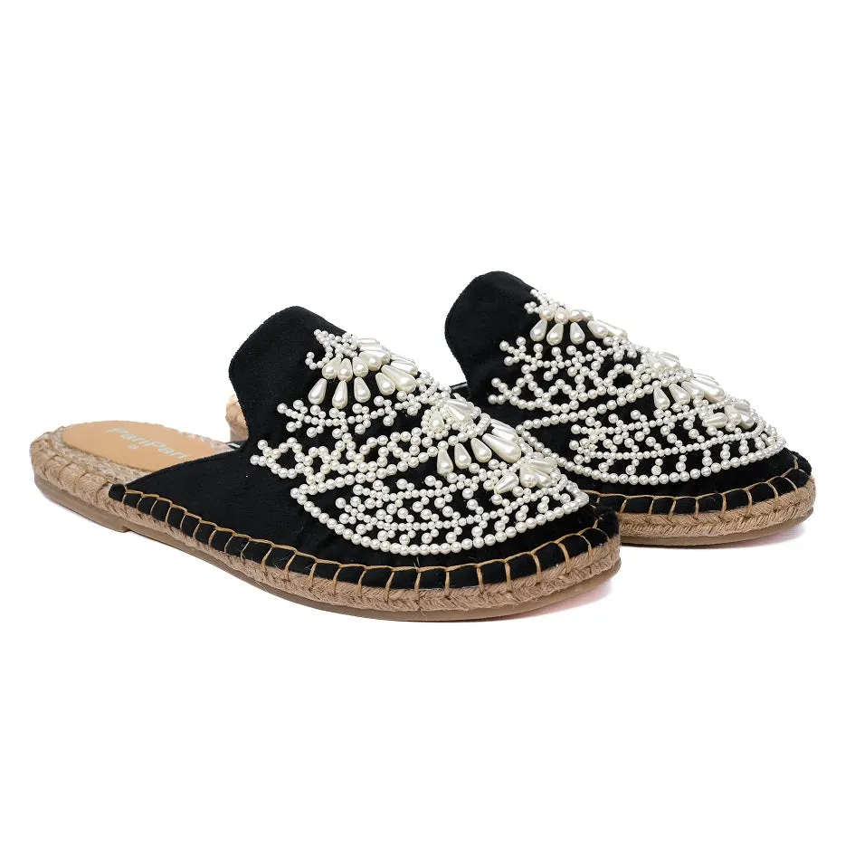 Iris Black Espadrilles Flats