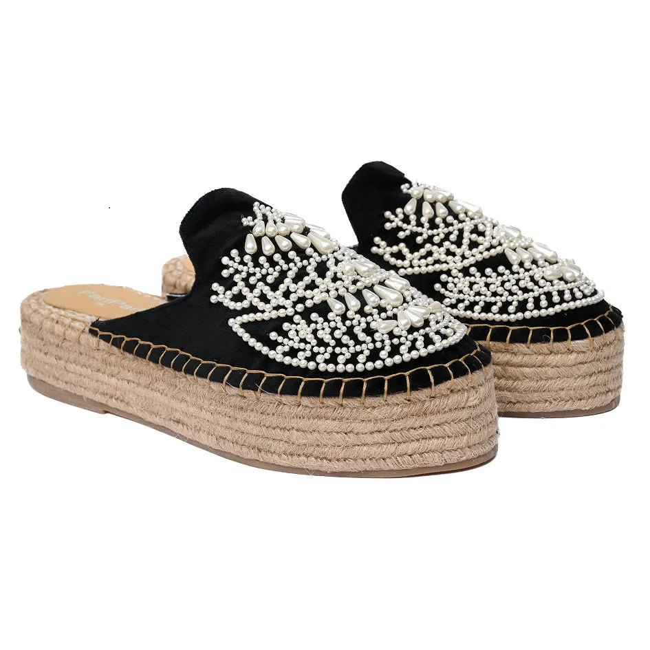 Iris Black Espadrilles Platforms