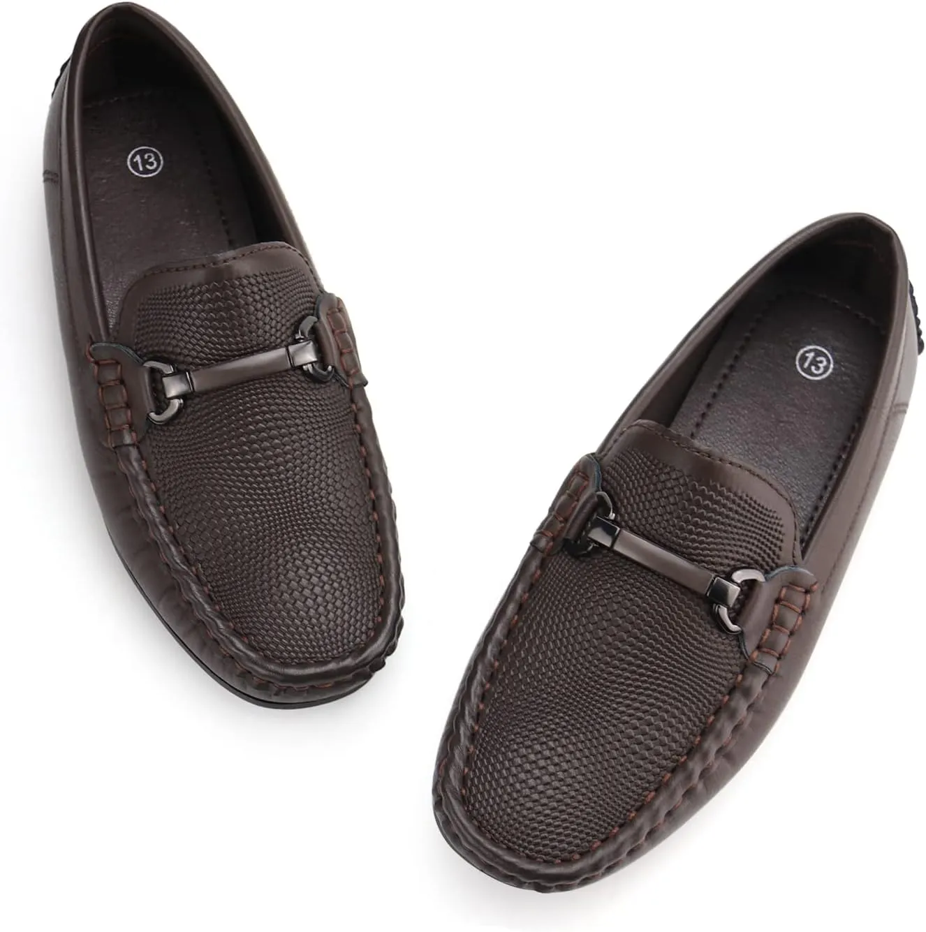 JABASIC Kids Penny Loafer Casual Slip-On Moccasin Flats Boys Dress Shoes
